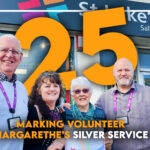 Marking volunteer Margarethe’s silver service at St Luke’s Hospice, Plymouth