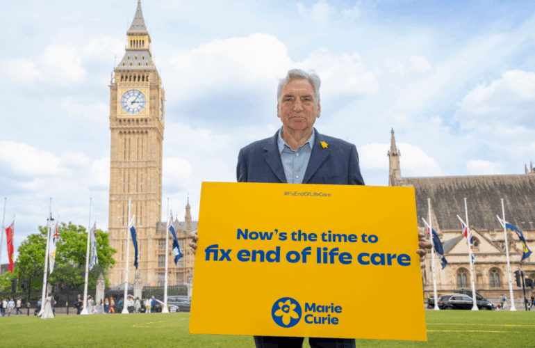 It’s time to fix end of life care: Actor Jim Carter delivers petition to Westminster