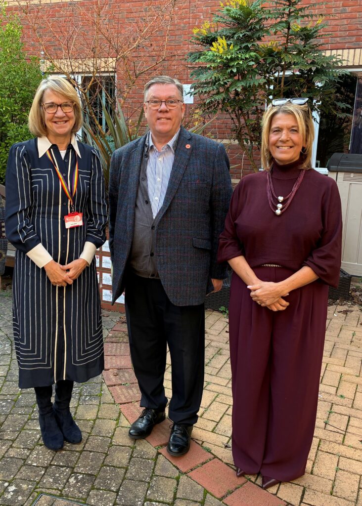 Hospice UK Chair, Paul Jennings, visits The Myton Hospices L-R Sarah Faulkner, Paul Jennings and Ruth Freeman