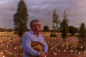 Bruce Munro Headshot, Uluru, Aus Field of Light. Photography by Serena Munro