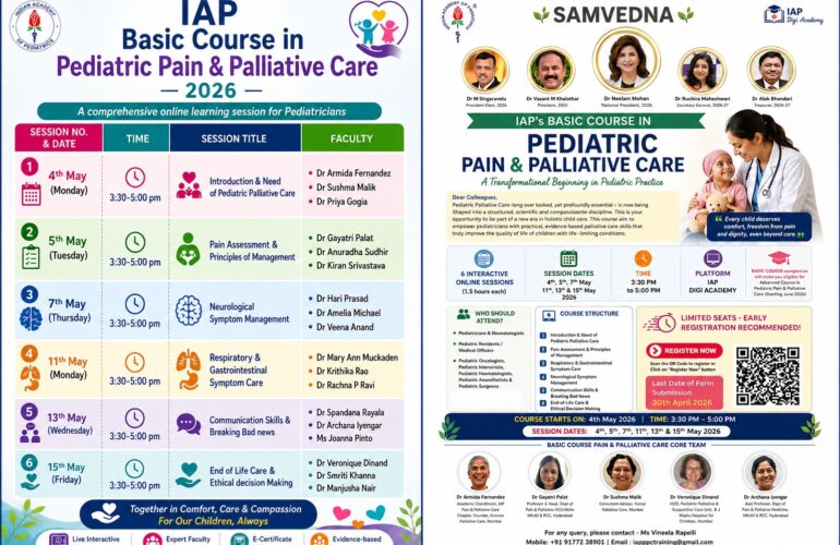 “Every child deserves comfort”: IAP concludes Basic Course in Paediatric Pain and Palliative Care