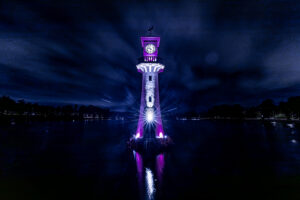 Roath Park was one of the landmarks lit up in purple in support of the Light up a Life appeal